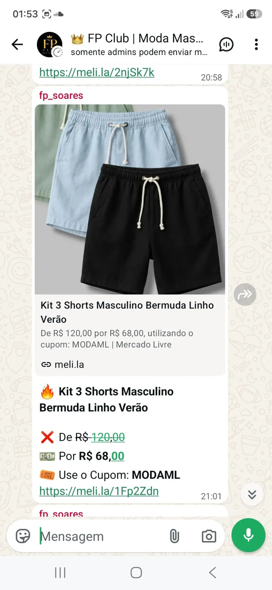 Oferta de kit com cinco cuecas boxer masculinas